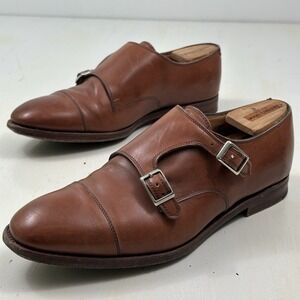 Alfred Sargent J Crew Double Monk Strap Shoes 9 Chestnut Brown Leather England